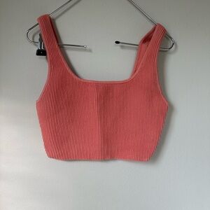 Aritzia babaton square neck coral ribbed crop top s